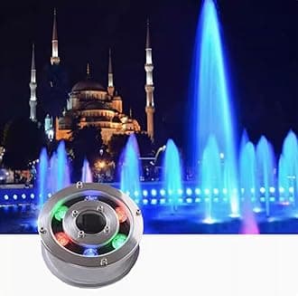 LED Ring Fountain Lamp - Submersible RGB Lights, 12/24V Park Square LED Underwater Light, Waterproof IP68 Embedded Fountain Pool Spotlight, Stainless Steel Color Landscape Lights(18w(24V))
