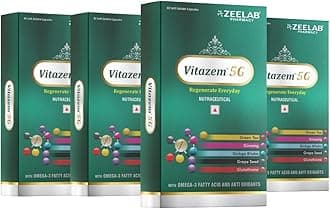 Zeelab Vitazem-5g with Omega-3 Fatty Acid and Antioxidants | Multivitamin Supplement (4 X 15 Soft Gelatin Capsules)