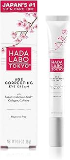 Hada Labo Tokyo Age Correcting Eye Cream, Anti-Aging Super Hyaluronic Acid, Collagen & Caffeine Reduce Wrinkles, Dark Circles & Under Eye Puffiness, Lift, Firm & Brighten Eyes, 0.5 oz
