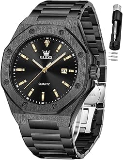 Large Easy to Read Stainless Steel Business Watch Analog Waterproof Luminous Casual Luxury Men Watch