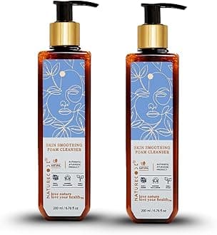NATURECODE Natural Face Wash | Aloe Vera, Neem & Essential Oils | Gentle Foaming Cleanser for Acne-Prone & Sensitive Skin - 200ml (Pack of 2)