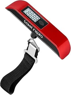 Travel Inspira Luggage Scale, Digital Luggage Scales, Baggage Scale with Backlit LCD Display,110LB / 50KG, Battery Included(RED)