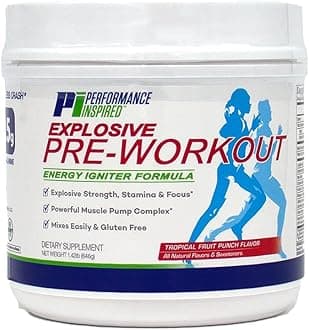 PERFORMANCE INSPIRED Nutrition Pre-Workout Powder - Contains Citrulline - Nitrosigine - Green Tea - All Natural - 1.49 lb - Tropical Fruit Punch