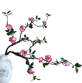 Artificial Flowers, 2pcs Fake Cherry Blossom Branches 31 Inch Long Stem Silk Flowers for DIY Vase Home Hotel Office Wedding Party Garden Decor (Rose Red)