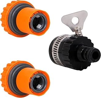 HOKIPO 1/2" Tap Adapter and 1" Garden Water Hose Pipe Quick Connector Set of 3 (NW-3713 * 2+1691), Plastic, 6.5x5.5x4 cm