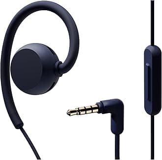nwm Wired On-Ear Speakers (Open Ear Earphones) Prevent Sound Leakage with PSZ Technology Including Microphone Designed by NTT Sonority in Japan | Navy Blue