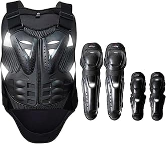 Elbow Knee Pads and Chest Protector Motocross for Men and Women, Dirt Bike Gear Body Armor, Back Protection Cycling Protective Gear Motorcycle Vest for Skiing Riding Skating