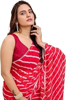 VAIRAGEEWomen Soft Georgette Stylish Printed Ready To Wear Saree With Unstitched Blouse (2054)