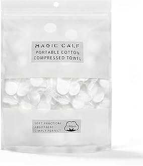 Classycoo Compressed Towel 100 PCS Mini Tablets Disposable Portable Face Towel Cotton Coin Tissue for Travel, Camping, Hiking, Sport, Beauty Salon, Home Hand Wipes and Other Outdoor Activities (White)