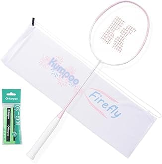 KUMPOO Professional Badminton Racket, Carbon Fiber Badminton Racket Set with Grip&Bag, Pro Badminton Racquet Lightweight for Beginner, Intermediate Players Outdoor Games Training