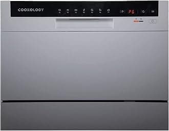 Cookology CTTD6WH Mini Counter Top Dishwasher in Silver - 6 Place Settings - Table Top - Compact Design - 6 Drying Settings - 7 Wash Cycles - ECO Friendly Mode