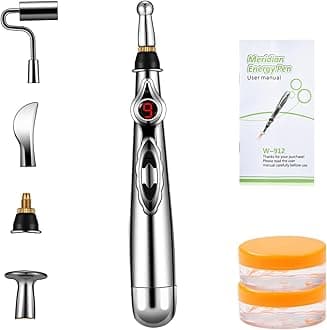 5-in-1 Massage Acupuncture Pen, Electronic Pain Relief Therapy, Meridian Energy Massager Pen Self Massage Tools Muscle Healing with Massaging Gel