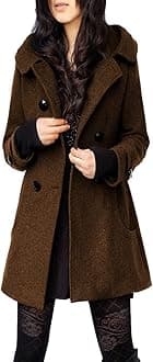 Women's Warm Double Breasted Wool Pea Coat Trench Coat Jacket with Hood