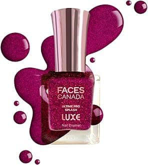 FACESCANADA Ultime Pro Splash Luxe Nail Enamel - Ruby Rush (L18), 12ml | Glossy Finish | Quick Drying | Long Lasting | High Shine | Chip Defiant | Even-Finish | Vegan | Non-Toxic | Ethanol-Free