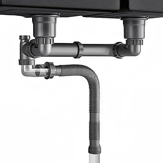 Expandable Flexible 1 1/2" or 1 1/4" Pipe kit for Double Kitchen Sink, All-In-One-Drain Kit for Double Bowl Sinks, Space saving, Suitable for Kitchen, Bathroom, Restroom