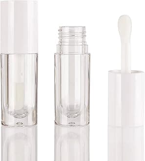 COSIDEA 50pcs Empty White 6ml big doe foot wand lip gloss tubes Round Chunky lipgloss tubes containers wholesale with thick large wand