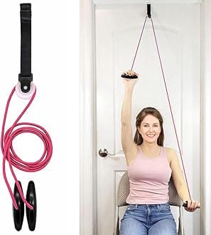 LiftAid Shoulder Pulley for Physical Therapy with Exercise Guide - Improves Shoulder Strength & Range of Motion - Reduces Pain, Helps in Muscle Recovery - Physical Therapy Equipment (Pink)