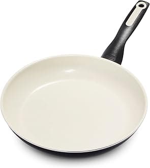 Rio Healthy Ceramic Non-Stick 26cm Frying Pan Skillet, PFAS Free, Stay-Cool Handle, Oven Safe up to 160°C, Dishwasher Safe, Black & Cream