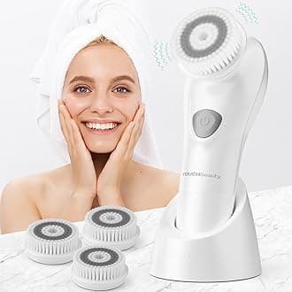 TOUCHBeauty Sonic Vibration Facial Brush Skin Cleansing Device Waterproof Facial Exfoliator Massager Device Blue TB-1487 (White)