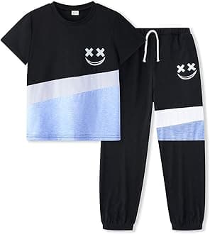 Size 5-13 Years Boys Summer/Spring Outfits Set Short Sleeve T-Shirt & Pants Kids Boys Fall Fashion Clothes Sets