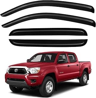 Window Visors Rain Guards for 2005-2015 Toyota Tacoma Double Cab, Out-Channel Window Vent Wind Deflectors Visors Shades for 05-15 Tacoma