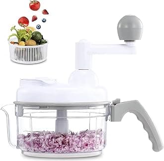 Geedel Hand Food Chopper, Vegetable Quick Chopper Manual Food Processor, Easy To Clean Food Dicer Mincer Mixer Blender, Rotary Onion Chopper for Garlic, Salad, Salsa, Nuts, Meat, Fruit, Ice, etc