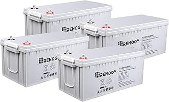 RenogyDeep Cycle AGM Battery 4-Pack 12 Volt 200Ah, 3% Self-Discharge Rate, 2000A Max Discharge Current, Safe Charge Most Home Appliances for RV, Camping, Cabin, Marine and Off-Grid System