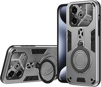 Drop Protection Case Compatible with Tecno Pova 6,Magnetic Kickstand Cover Compatible with Tecno Pova 6 Pro 5G LI9 Case Grey