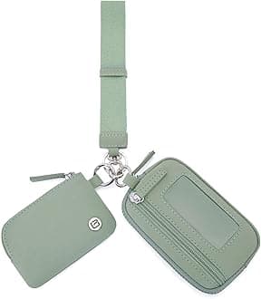 POIUGOYANylon Wristlet Wallets, Dual Pouch Keychain Wristlet Wallet, RFID Small Wallet With Coin Pouch,ID Window For Travel