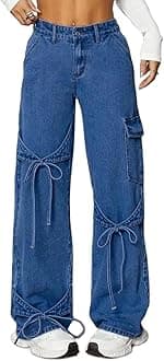 Kedera Baggy Jeans for Women Y2K Bow Wide Leg Denim Pants Low Rise Boyfriend Jeans Streetwear 2025