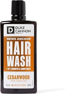 Duke Cannon News Anchor 2-in-1 Hair Wash - Cedarwood Scent - 14oz Shampoo & Conditioner for Men, Sulfate-Free with Rice & Barley Protein, Tea Tree Oil & Menthol