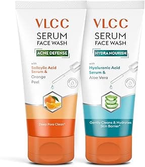 VLCC Salicylic Acid & Orange Peel Serum Facewash - 150 ml for Deep Pore Cleansing for AM | with Free Hyaluronic Acid & Aloe Vera Serum Facewash - 150 ml to Strengthen Skin Barrier for PM (B1G1)