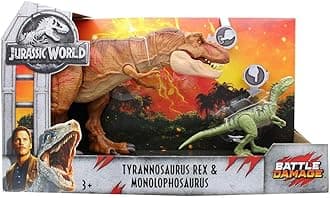 Jurassic World Battle Damage T-Rex & Monolophosaurus Action Figures
