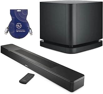 Bose Smart Soundbar 600, Black - Bundle with Bass Module 500 + 10' HDMI Cable