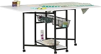 Studio Designs Sew Ready Fabric Sewing/Cutting Standing Table with Organizers - 58.75" W x 36.5" D x 30" H - Charcoal / White