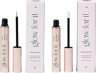 Glow For It - Growth Starter Kit | Lash & Brow Growth Serum | Enhances Eyelash Length & Volume & Eyebrow Thickness & Fullness | Water Based Serum | Natural & Cruelty-Free Formula with Biotin | 3ml x 2