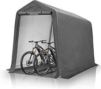 GARTOO 6ft x 7ft Storage Shelter - Outdoor Portable Cabin with Roll-Up Ventilation Window Heavy Duty Zipper Storage Shed for Bicycle, ATV Motorcycle Shelter, Gray