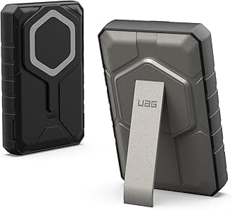 URBAN ARMOR GEAR UAG 10000mAh Power Bank SRGE 20W 2-Port USB-C USB Magnetic Wireless Portable Charger Fast Charging Battery Pack w/Kickstand Compatible with iPhone 17, Galaxy S25, Black/Titanium