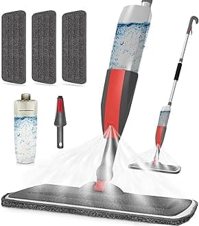 Spray Mop for Floor Cleaning,Microfiber Dust Mop with Sprayer with 3 pcs Washable Pads and 400ml Refillable Bottle,Beyoco Dry Wet Jet Mop for Kitchen Wood Floor Hardwood Laminate Ceramic Tiles