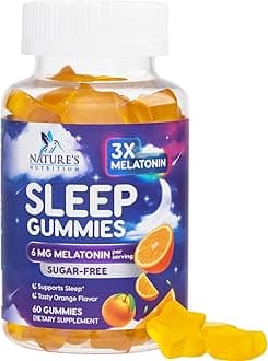 Melatonin Sleep Gummies - 6mg Per Serving - Sugar-Free Sleep Support Melatonin Gummy for Adults - Extra Strength Sleeping Gummy Supplement - Supports Restful Sleep - Tasty Orange Flavor - 60 Gummies