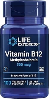 Life Extension Vitamin B12 Methylcobalamin 500mcg - Vitamin B12 Supplement for General Energy and Brain Health - Sugar Free Vegetarian Lozenges Dissolve in Your Mouth - Once Daily - 100 Count