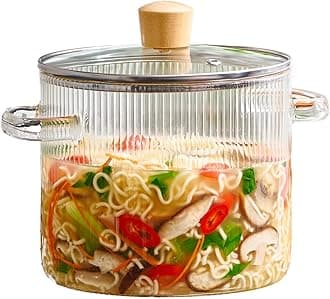 Glass Cooking Pot with Lid - 2L(68oz) Heat Resistant Borosilicate Glass Cookware Stovetop Pot Set - Simmer Pot with Cover Safe for Soup, Milk, Baby Food