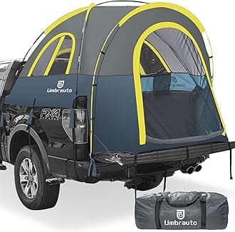 UmbrautoTruck Bed Tent: 6.4-6.7FT PU3000mm Waterproof Pickup Tailgate Truck Tents, Easy Set-up for 2 Person, Fits Full Size Short Bed, Chevy, Dodge, Ford, GMC, Blue