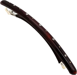 Paris CP2849 French Hair Barrette Large Tortoise Shell, Long Skinny Strong Hold Grip Hair Clips for Women, Thin Rubberized Automatic Clasp No Slip Styling Girls Hair Accessories, Made in France