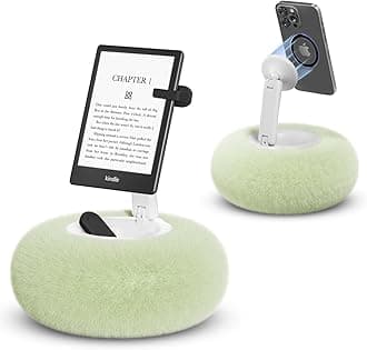Magnetic Phone Pillow Stand, Phone Holder for Bed,Lap,Desk, Cozy Pillow Stand with Snack Bowl and 2 Magnetic Rings, Compatible with 3.5-7" iPhone,E-Reader, Kindle, Green