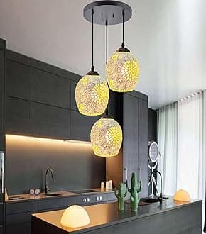 Lyse Decor Handcrafted Glass Decorative Hanging Light for Living Room, Ceiling Chandelier Pendant Light for Home Decoration (Hanging Brown)