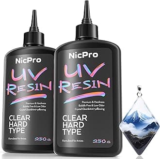 Nicpro UV Resin 500g, 2 PCS Crystal Clear UV Epoxy Resin Kit, High Viscosity & Quick Curing Glue Hard for Jewelry Making, Craft, Doming, DIY and Coating
