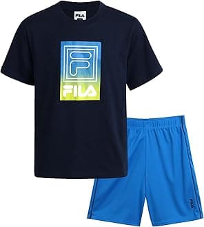 Fila Boys' Active Shorts Set - 2 Piece Dry Fit T-Shirt and Performance Gym Shorts - Activewear Clothing Set for Boys (4-12)