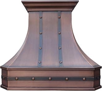 SINDA Classic 16 Gauge Solid Copper Kitchen Range Hood with High Airflow Centrifugal Blower, Stainless Steal Vent with Liner and Internal Motor, Baffle Filter, H3STRLOI4839, 48"W x 39"H, Island Mount