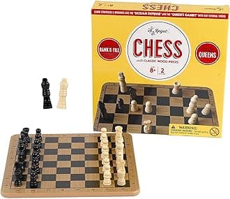 Regal Games Standard Wood Chess Board Set With Classic Wood Pieces, 10 X 10 Inch, All Ages
